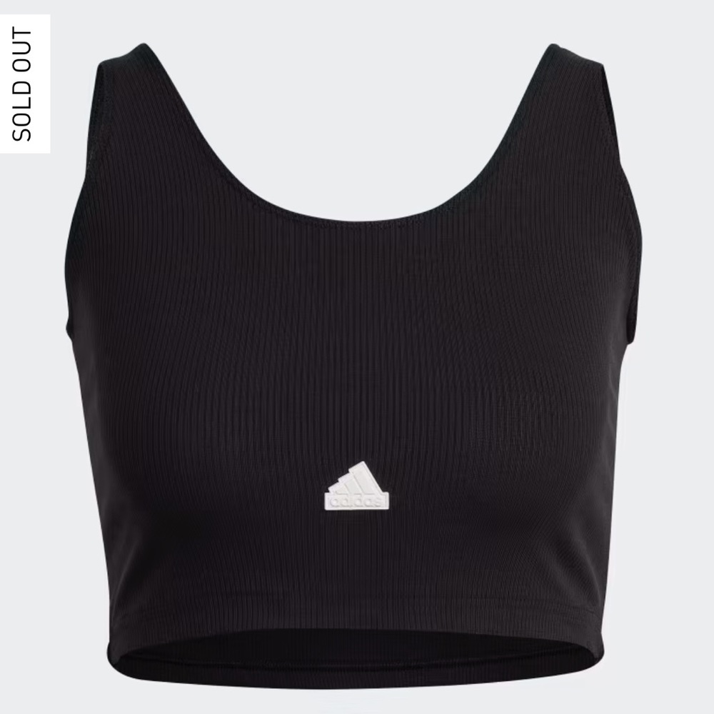 XS Small black tank top with white adidas reflective spot on the front